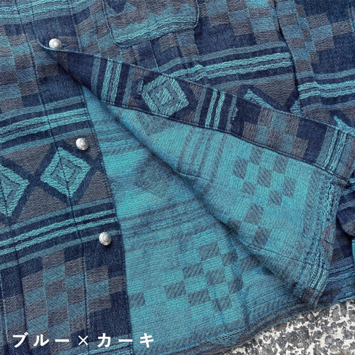 【3色】graphzero (グラフゼロ) プリーツ 長袖シャツ ネイティブ柄 メンズ レディース 男女兼用 [GZ-PLSHL-0411]