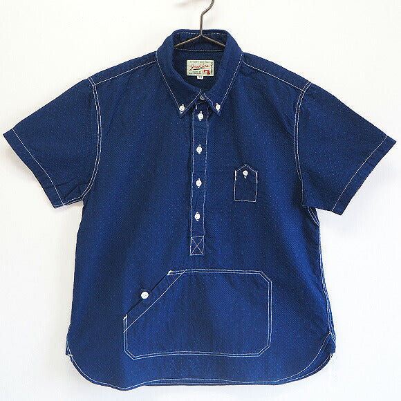 graphzero（グラフゼロ）トラベラーズプルオーバーシャツ 半袖 ジャガード・インディゴ レディース [GZ-PO-SS-3004-JID-LADIES]