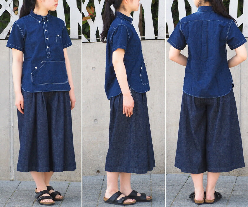 graphzero Travelers Pullover Shirt Short Sleeve Jacquard Indigo Ladies [GZ-PO-SS-3004-JID-LADIES] 