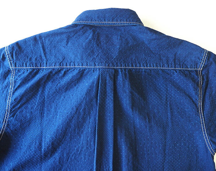 graphzero（グラフゼロ）トラベラーズプルオーバーシャツ 半袖 ジャガード・インディゴ レディース [GZ-PO-SS-3004-JID-LADIES]