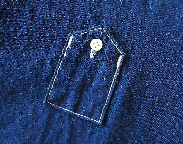 graphzero（グラフゼロ）トラベラーズプルオーバーシャツ 半袖 ジャガード・インディゴ レディース [GZ-PO-SS-3004-JID-LADIES]