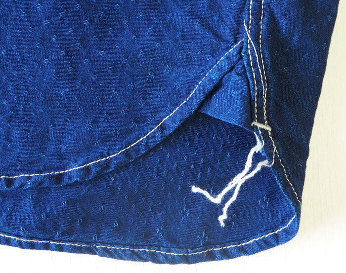 graphzero（グラフゼロ）トラベラーズプルオーバーシャツ 半袖 ジャガード・インディゴ レディース [GZ-PO-SS-3004-JID-LADIES]