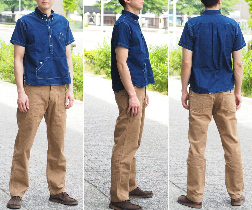 graphzero Travelers Pullover Shirt Short Sleeve Jacquard Indigo Men's [GZ-PO-SS-3004-JID-MENS] 