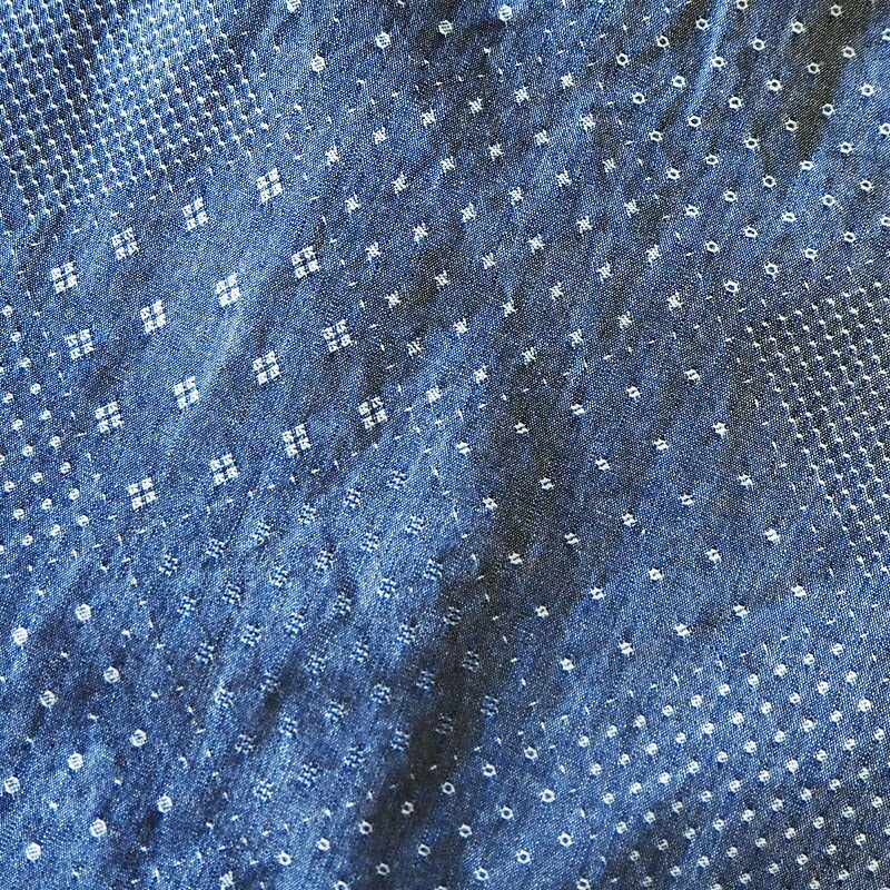 graphzero（グラフゼロ） トラベラーズプルオーバー ボタンダウンシャツ ジャガード インディゴ×ホワイト 半袖 メンズ [GZ-PO-SS-3104-JWH-MENS]