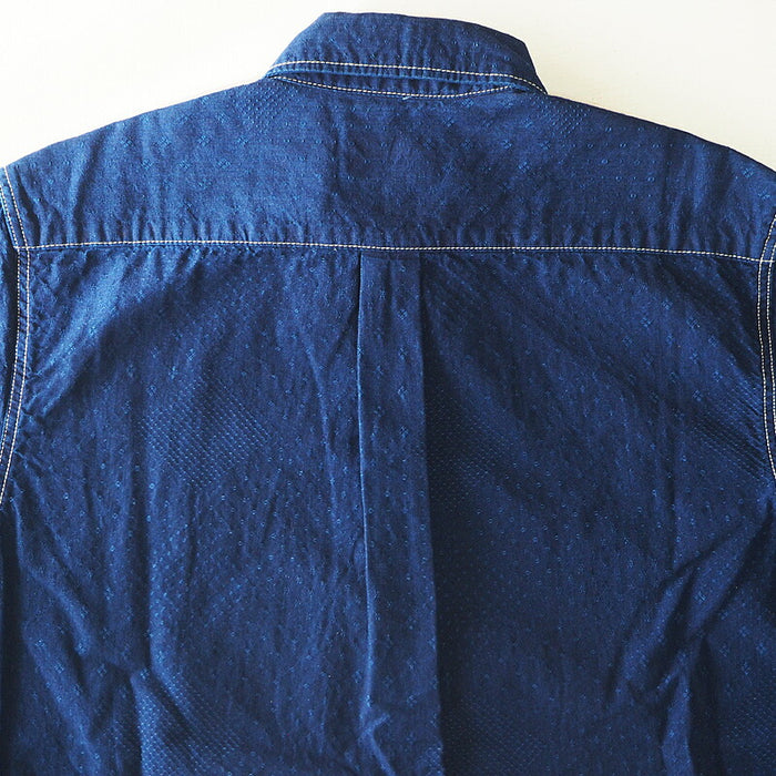 graphzero Travelers Pullover Button Down Shirt Jacquard Indigo Long Sleeve Men's [GZ-POLS-3009-JID-MENS] 