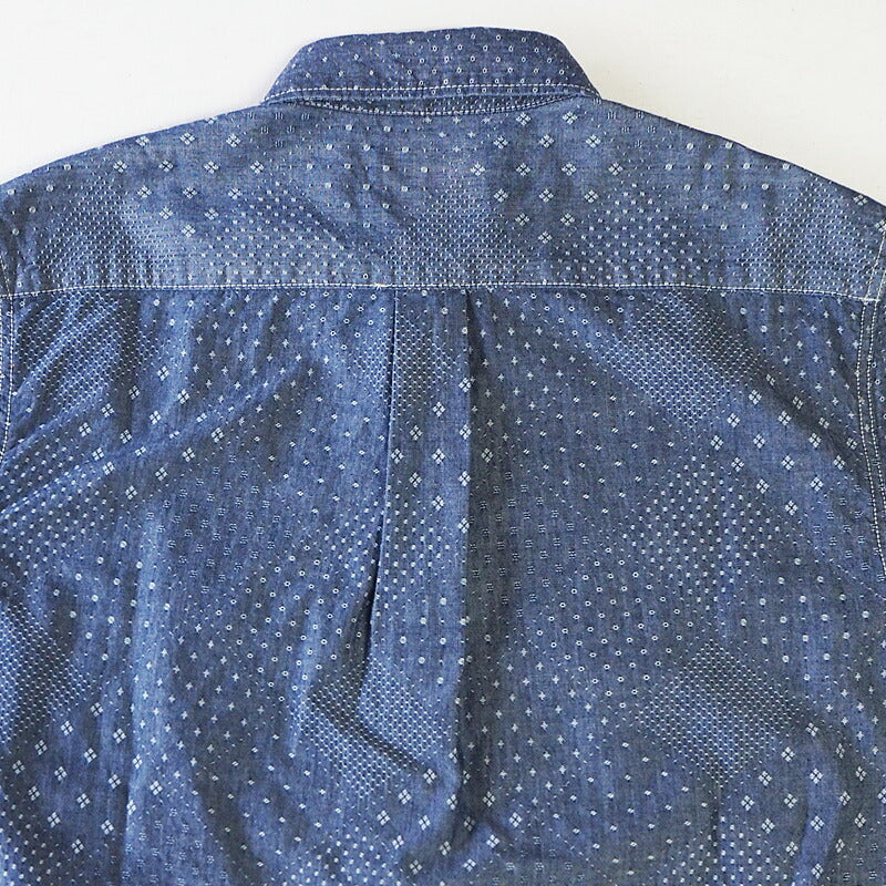 graphzero Travelers Pullover Button Down 襯衫 Jacquard Indigo x White Long Sleeve 女士 [GZ-POLS-3009-JWH-LADIES] 