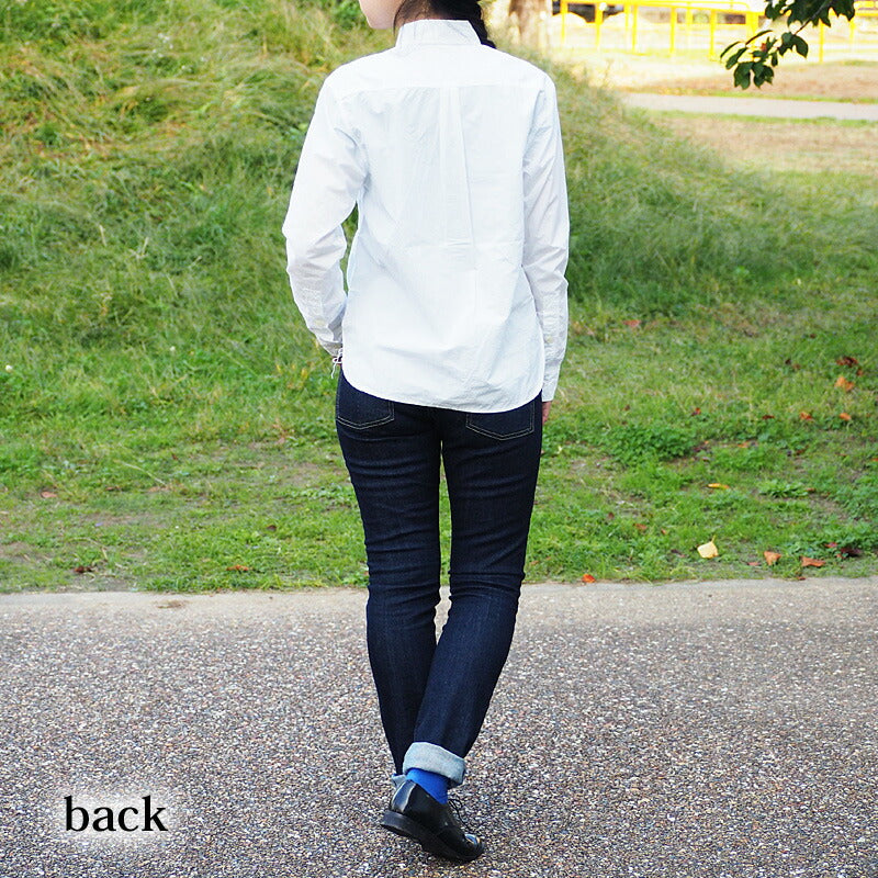 graphzero Travelers Pullover Button Down Shirt Typewriter Cross Long Sleeve Ladies [GZ-POLS-3009-WH-LADIES] 