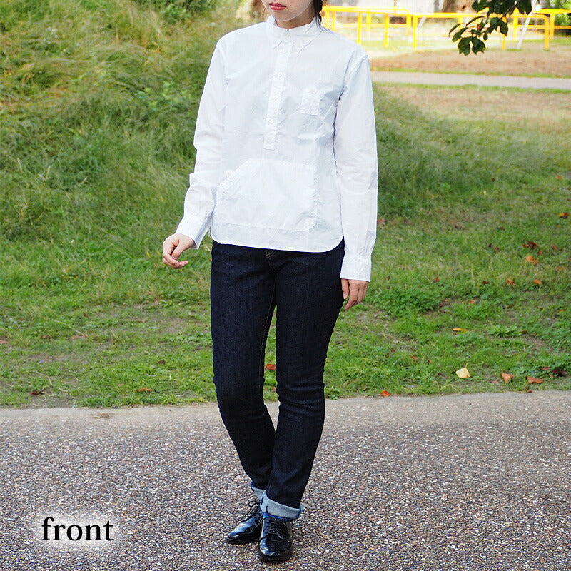 graphzero Travelers Pullover Button Down Shirt Typewriter Cross Long Sleeve Ladies [GZ-POLS-3009-WH-LADIES] 