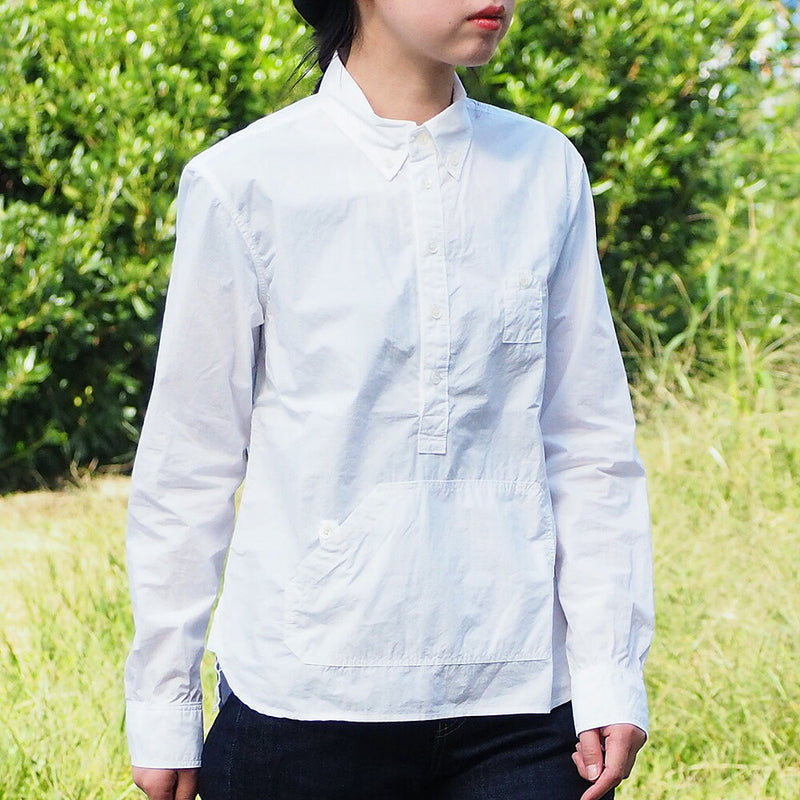 graphzero Travelers Pullover Button Down Shirt Typewriter Cross Long Sleeve Ladies [GZ-POLS-3009-WH-LADIES] 