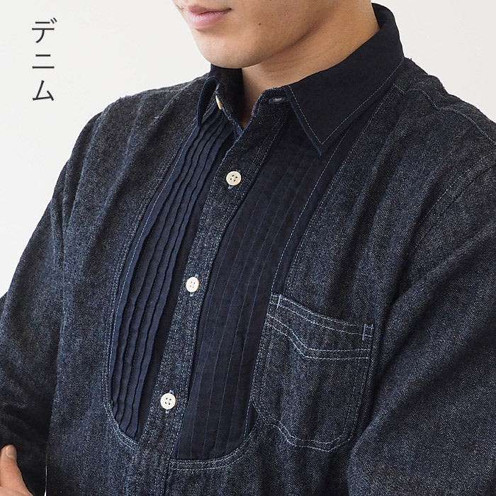 【3柄】 graphzero (グラフゼロ) プリ―テッド ドレスシャツ 長袖 メンズ レディース 男女兼用 [GZ-PTDL-0208]