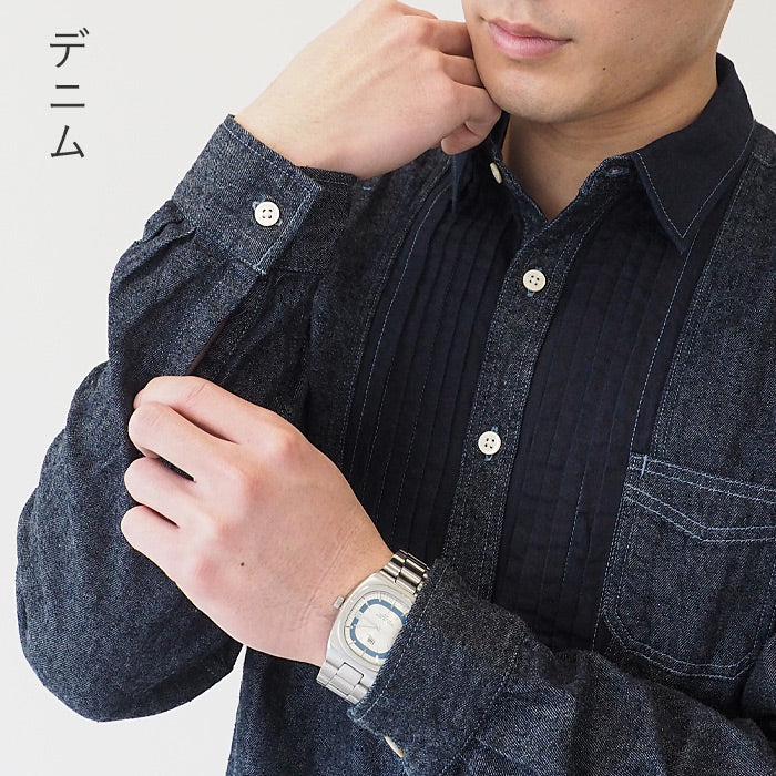 【3柄】 graphzero (グラフゼロ) プリ―テッド ドレスシャツ 長袖 メンズ レディース 男女兼用 [GZ-PTDL-0208]