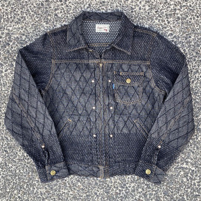 graphzero Riders Jacket Kendo Denim Indigo x White Women's [GZ-RGJ-0410-WH-LADIES]