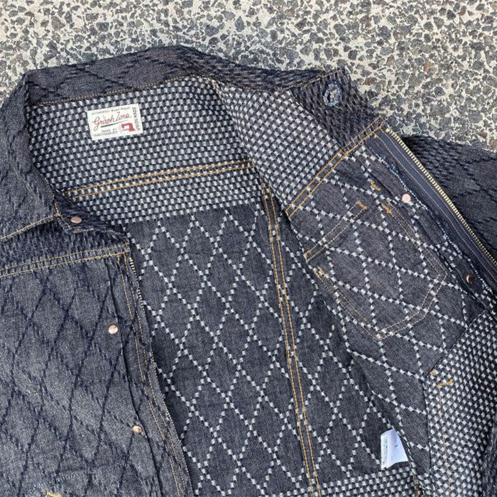 graphzero Riders Jacket Kendo Denim Indigo x White Women's [GZ-RGJ-0410-WH-LADIES]