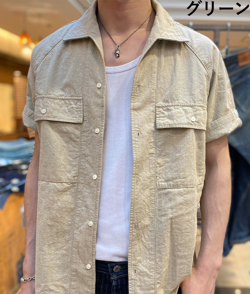 [2 colors] graphzero (Graphzero) Raglan sleeve short sleeve shirt Italian collar Brown Green Men's Women's Unisex [GZ-RGSLS-0405] Okayama Kurashiki Kojima Jeans Denim Brand