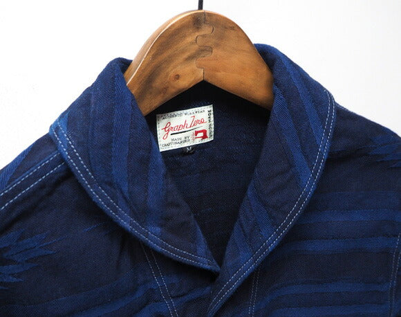 graphzero 40 年代披肩領牛仔連衣褲 Ortega 圖案靛藍男式 [GZ-SCCA-2912-ID-M] 