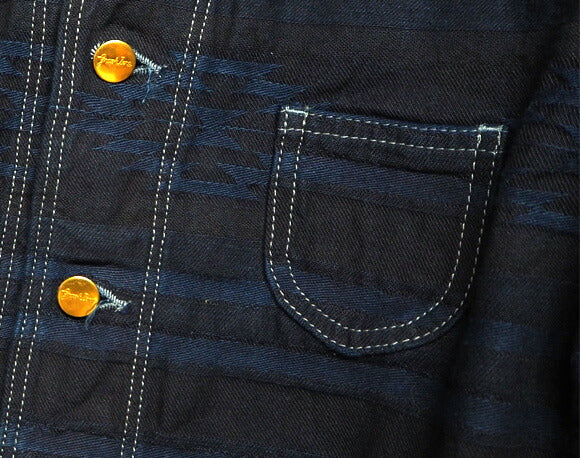 graphzero 40's Shawl Collar Denim Coverall Ortega Pattern Indigo Ladies [GZ-SCCA-2912-ID-L] 