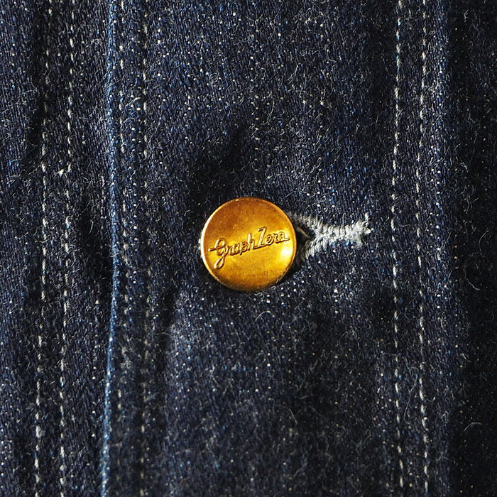 graphzero 13 盎司 40 年代不均勻紗棉結牛仔披肩領連體衣靛藍男式女式 [GZ-SCCA-DE-MENS] 