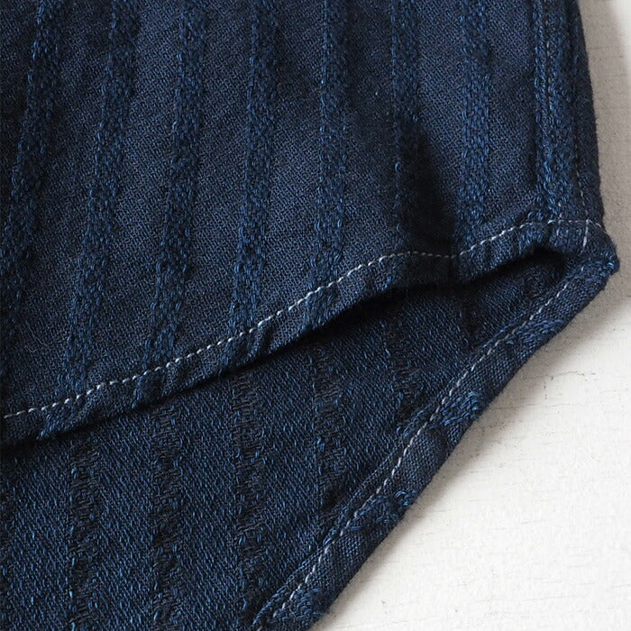 [2 colors] graphzero Standard Button Down Shirt Selvage Jacquard Fabric Indigo Stripe Short Sleeve Men's [GZ-SDBD-0204-MENS]