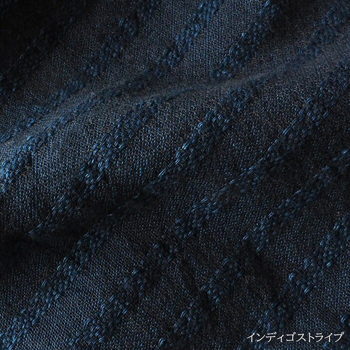 [2 種顏色] graphzero 標準鈕扣襯衫鑲邊提花面料靛藍條紋短袖男裝 [GZ-SDBD-0204-MENS]