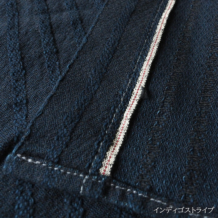 [2 colors] graphzero Standard Button Down Shirt Selvage Jacquard Fabric Indigo Stripe Short Sleeve Men's [GZ-SDBD-0204-MENS]