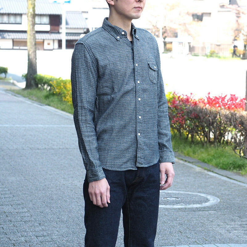 graphzero Standard Button Down Shirt Selvage Jacquard Fabric White