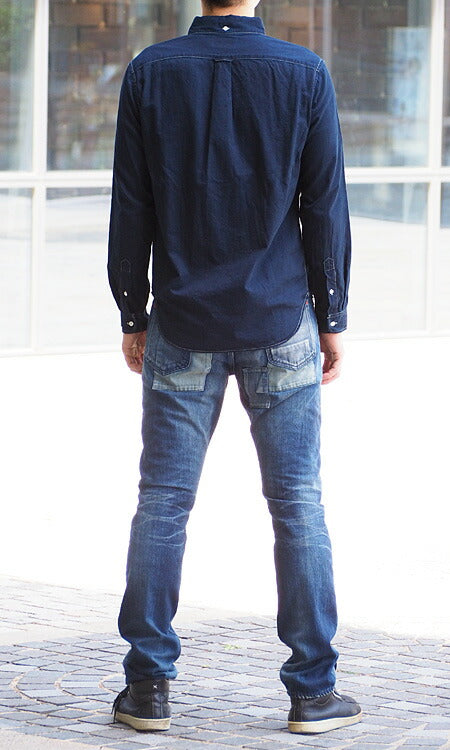 graphzero（グラフゼロ）スタンダード ボタンダウンシャツ 長袖 ジンバブエコットン インディゴ メンズ[GZ-SDBDL-ID-MENS]