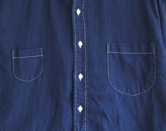 graphzero Standard Button Down Shirt Long Sleeve Zimbabwe Cotton Indigo Ladies [GZ-SDBDL-ID-LADIES] 