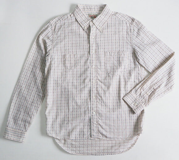 graphzero (graph zero) standard button-down shirt long sleeves white sashiko plaid men's women's [GZ-SDBDL-WHEM-MENS] 