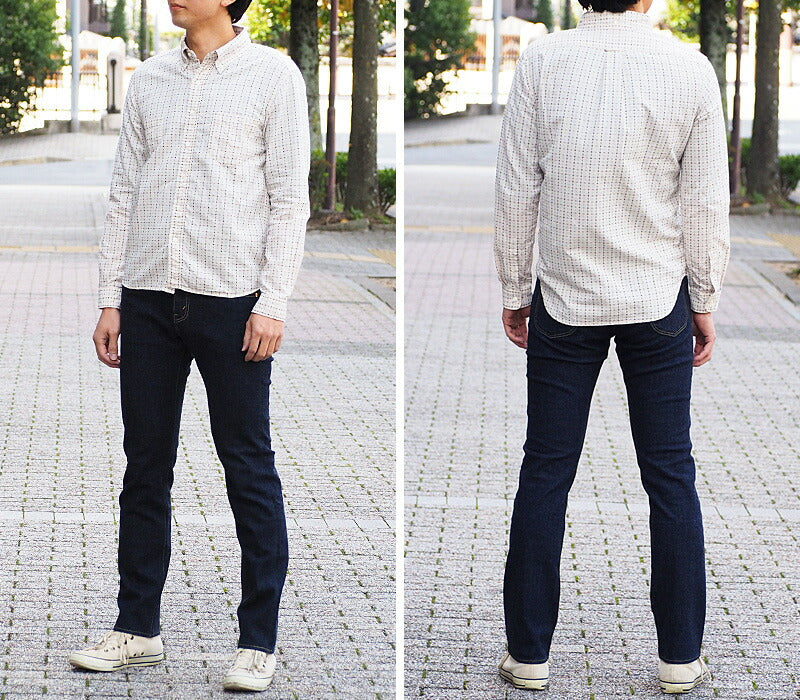 graphzero (graph zero) standard button-down shirt long sleeves white sashiko plaid men's women's [GZ-SDBDL-WHEM-MENS] 