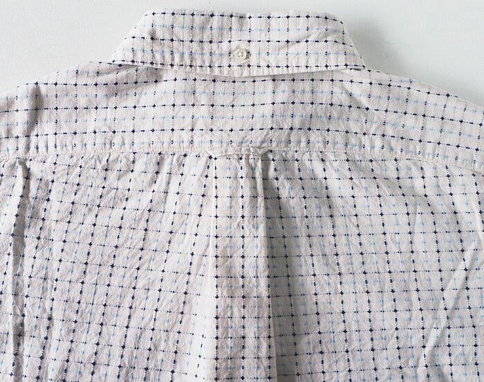 graphzero (graph zero) standard button-down shirt long sleeves white sashiko plaid men's women's [GZ-SDBDL-WHEM-MENS] 