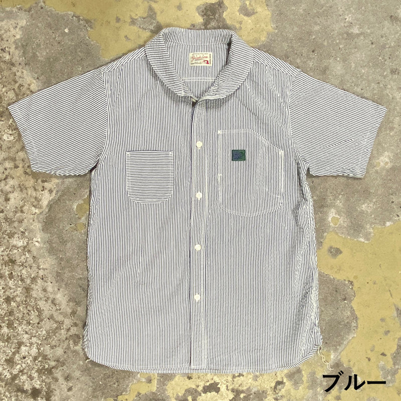 [2 colors] graphzero shawl collar short sleeve shirt, blue, mocha, men's, women's, unisex [GZ-SLWS-0404] 