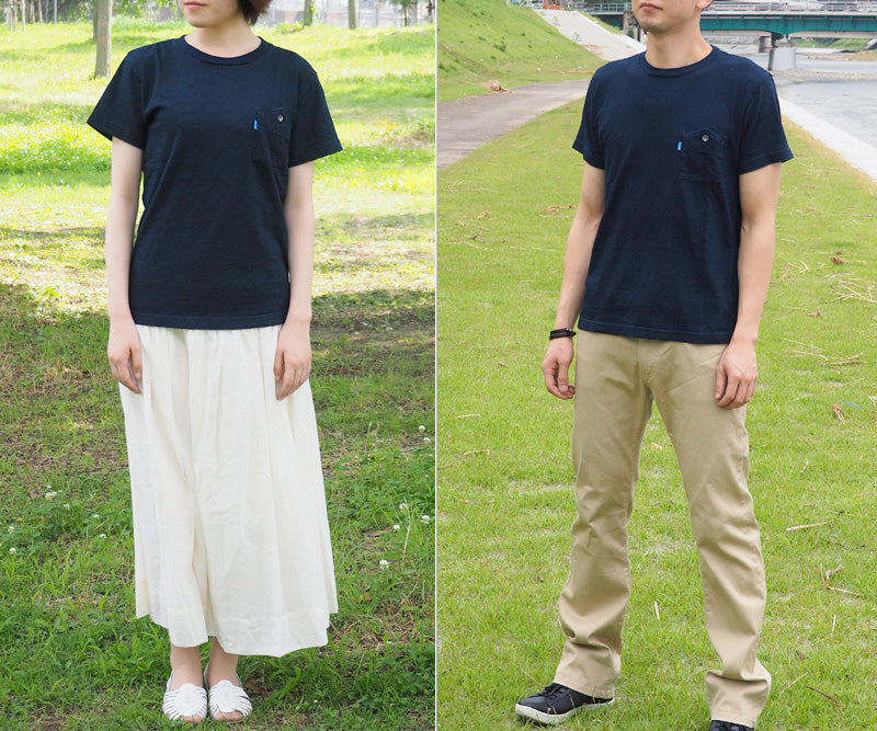 graphzero (graph zero) indigo crew neck denim T-shirt short sleeve blue tab men's ladies [GZ-TC13-ID] 