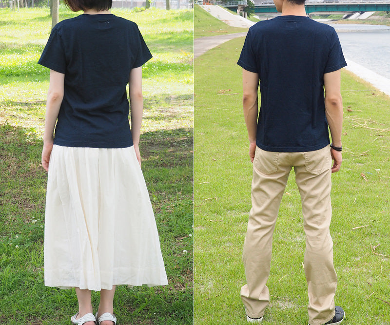 graphzero (graph zero) indigo crew neck denim T-shirt short sleeve blue tab men's ladies [GZ-TC13-ID] 