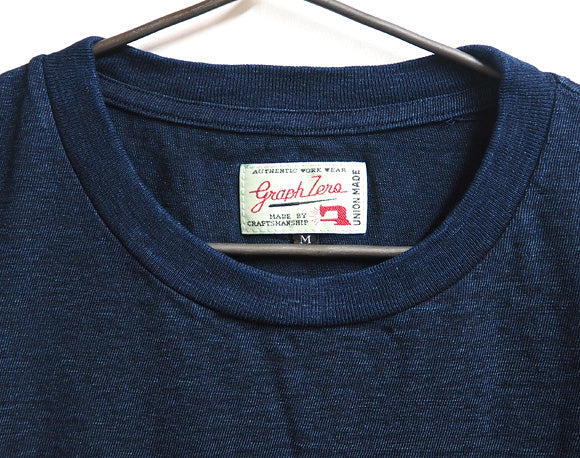 graphzero (graph zero) indigo crew neck denim T-shirt short sleeve blue tab men's ladies [GZ-TC13-ID] 