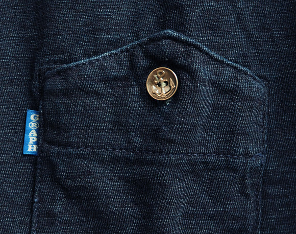 graphzero (graph zero) indigo crew neck denim T-shirt short sleeve blue tab men's ladies [GZ-TC13-ID] 