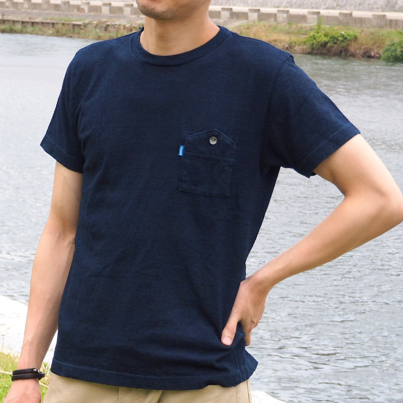 graphzero (graph zero) indigo crew neck denim T-shirt short sleeve blue tab men's ladies [GZ-TC13-ID] 