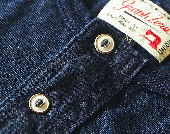 graphzero Indigo Henley Neck T-shirt Men's [GZ-TH14-ID-MENS]