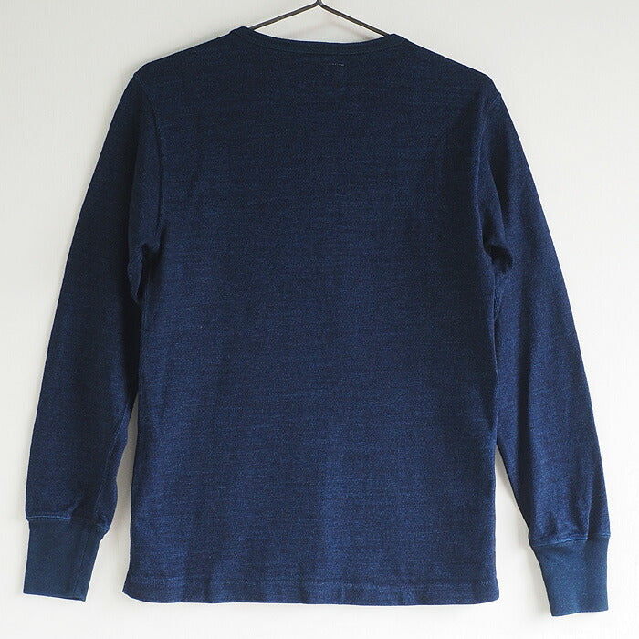 graphzero Indigo Rope Dyed Henley Neck T-shirt Long Sleeve Plain Women's [GZ-THL29-ID-LADIES] 