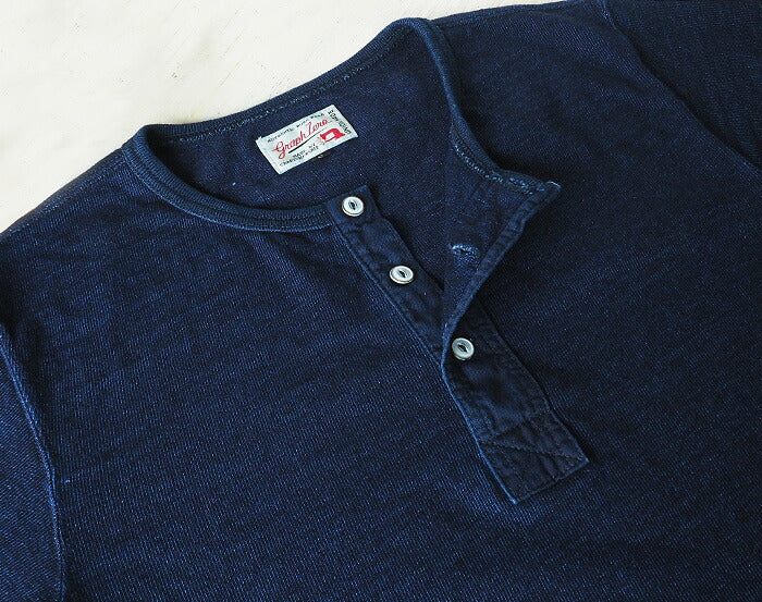 graphzero (graph zero) indigo rope dyeing henley neck T-shirt long sleeve plain men's [GZ-THL29-ID-MENS] 