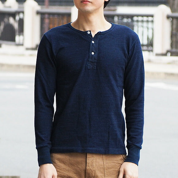 graphzero (graph zero) indigo rope dyeing henley neck T-shirt long sleeve plain men's [GZ-THL29-ID-MENS] 