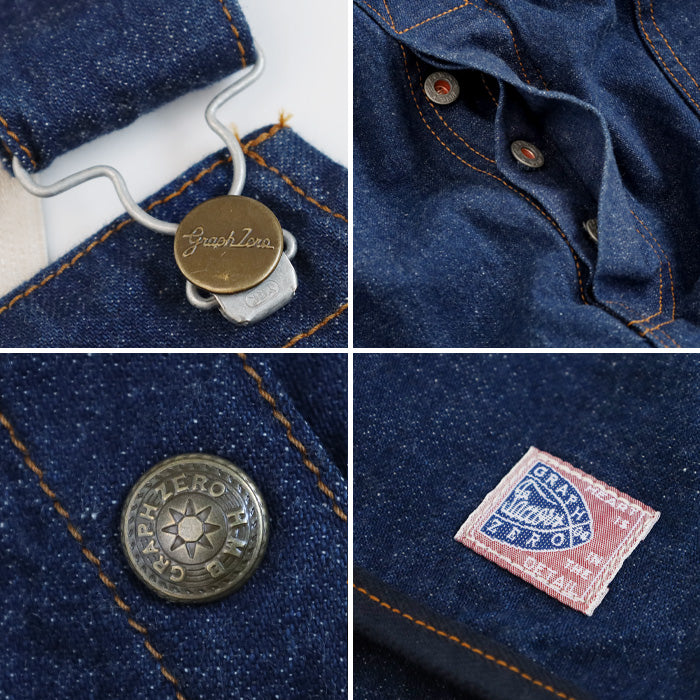 graphzero utility overalls 11oz heather denim light indigo men's ladies [GZ-UOA0412-LID] Okayama Kurashiki Kojima jeans brand 