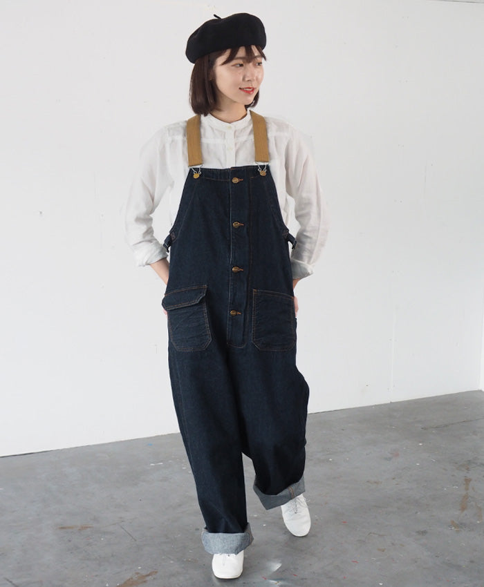 graphzero Deck Bib Overall Indigo Denim Men's Women's [GZ-USNOA-0207-ID] 