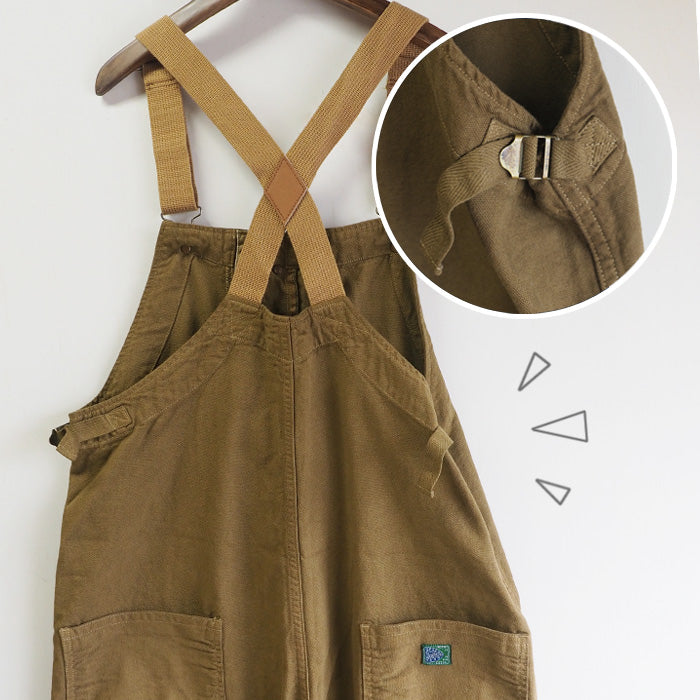 graphzero Deck Bib Overalls 12oz Selvedge Khaki Denim Men's Women's [GZ-USNOA-0406-KH] 