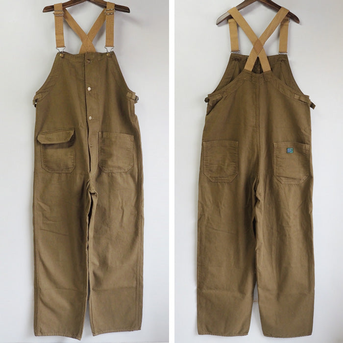graphzero Deck Bib Overalls 12oz Selvedge Khaki Denim Men's Women's [GZ-USNOA-0406-KH] 