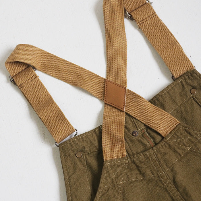 graphzero Deck Bib Overalls 12oz Selvedge Khaki Denim Men's Women's [GZ-USNOA-0406-KH] 