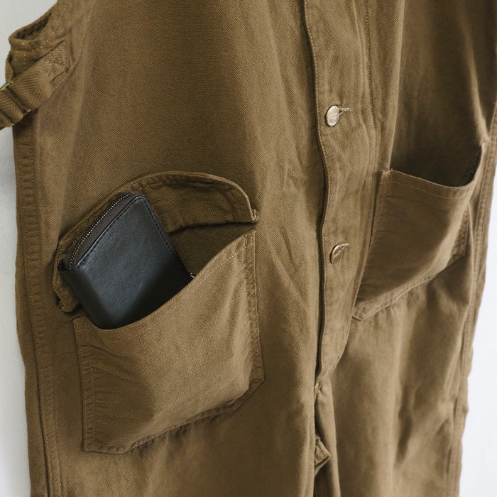 graphzero Deck Bib Overalls 12oz Selvedge Khaki Denim Men's Women's [GZ-USNOA-0406-KH] 