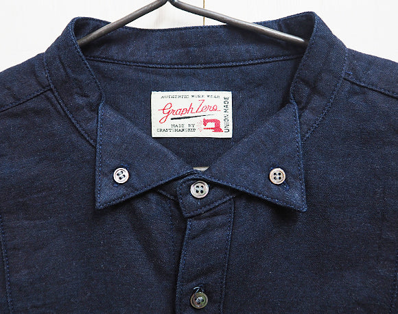 [Choose from 2 colors] graphzero Zimbabwe Cotton Indigo Wing Collar Shirt Long Sleeve Mens Womens [GZ-WCLSSH-2612] 