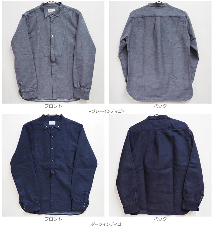 [Choose from 2 colors] graphzero Zimbabwe Cotton Indigo Wing Collar Shirt Long Sleeve Mens Womens [GZ-WCLSSH-2612] 