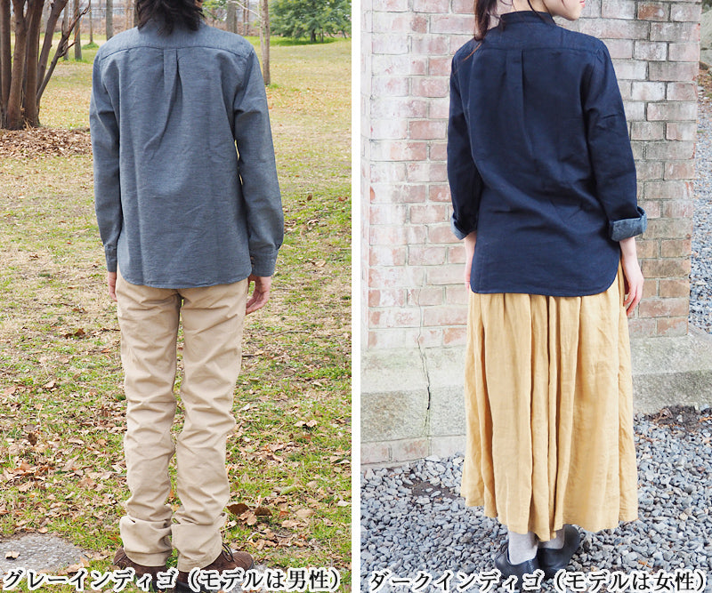 [Choose from 2 colors] graphzero Zimbabwe Cotton Indigo Wing Collar Shirt Long Sleeve Mens Womens [GZ-WCLSSH-2612] 