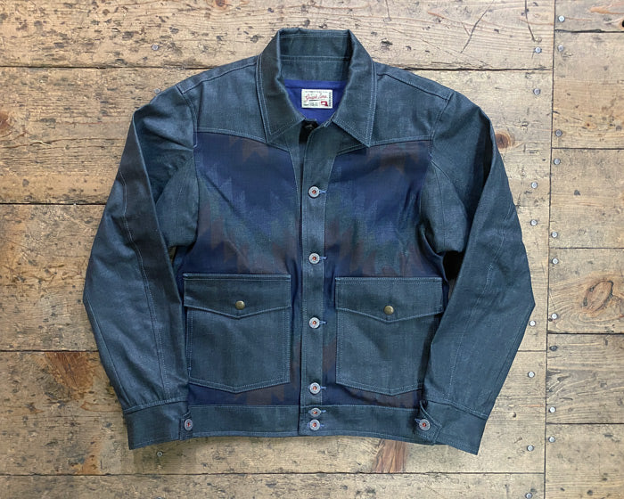 graphzero Western Jacket Coated Denim Navajo Pattern Men's Women's Unisex [Z-WTJK-0309] 